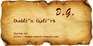 Dudás Györk névjegykártya